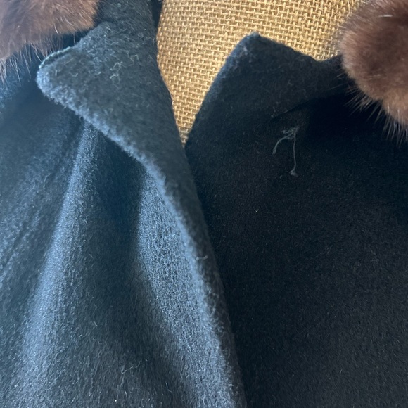 Rothmoor Vintage Black Cashmere Coat with Brown Mink Collar Size S/M - Picture 6 of 15